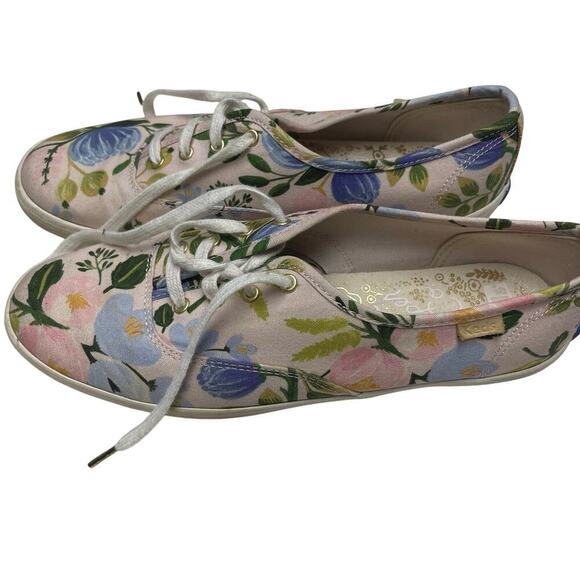 Keds Shoes - Keds Rifle Paper Co Pink Floral Sneakers Size 8.5 Womens Spring Lace Up Gold